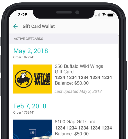 Wallet screen