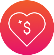 Heart with money icon