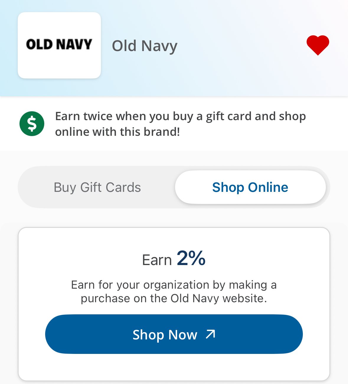 FlipGive Old Navy shop online earnings