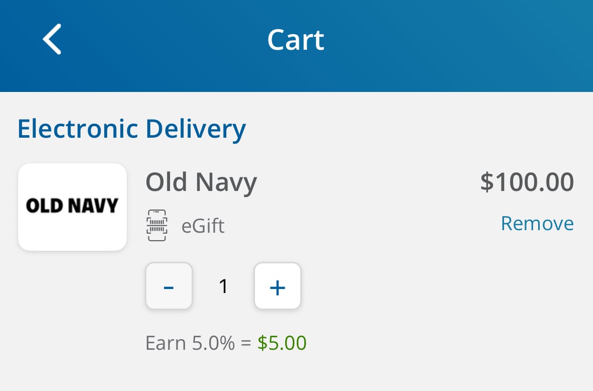 FlipGive Old Navy eGift card earnings