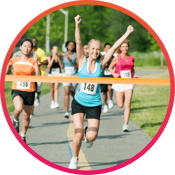 Cross country runners at finish line