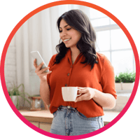 Woman purchasing eGift card on mobile device