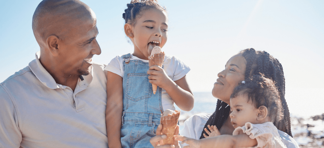 family at an ice cream social fundraiser