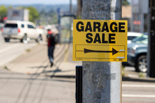 garage sale fundraiser street signage