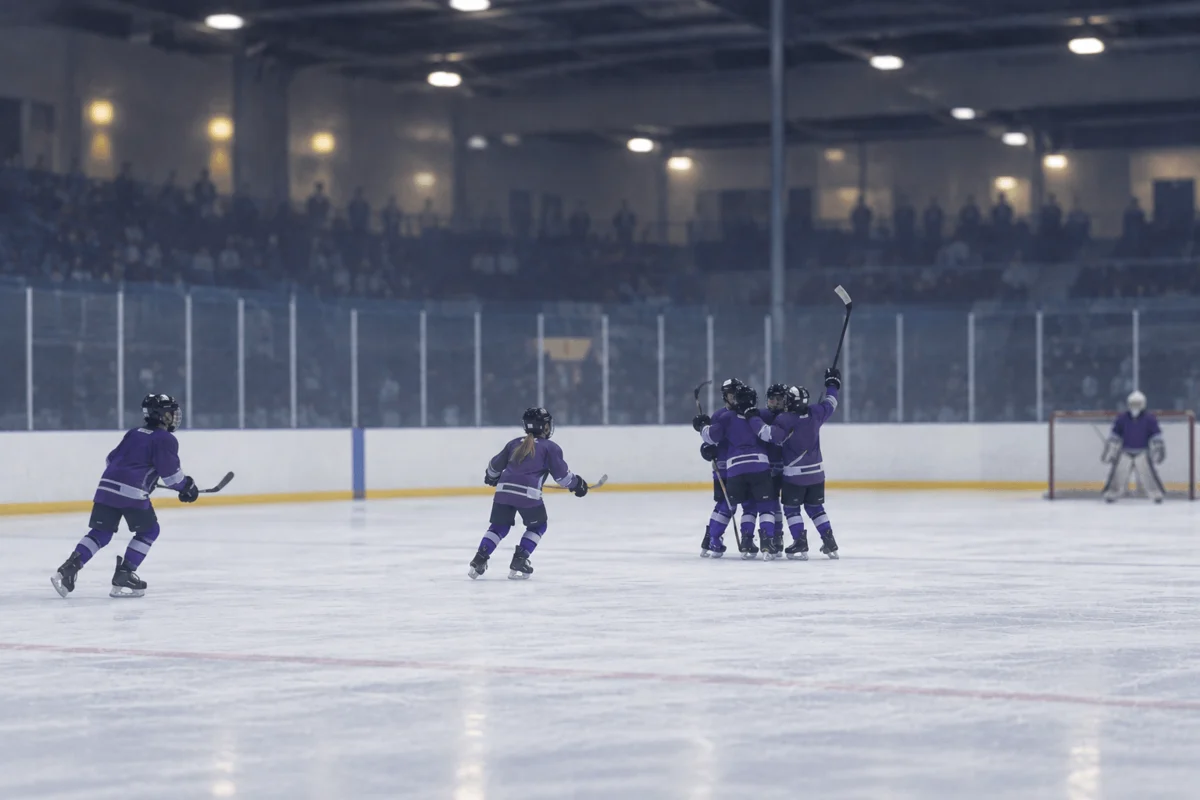 Youth hockey players on rink