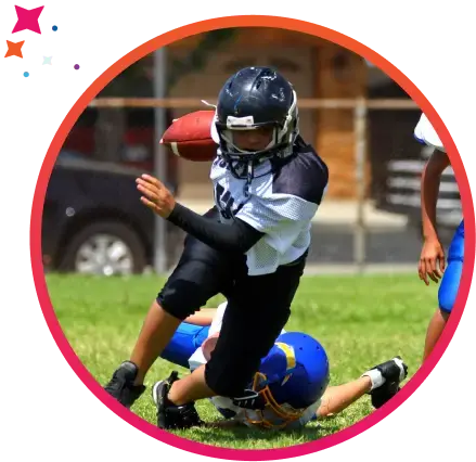 Youth football players in action on the field