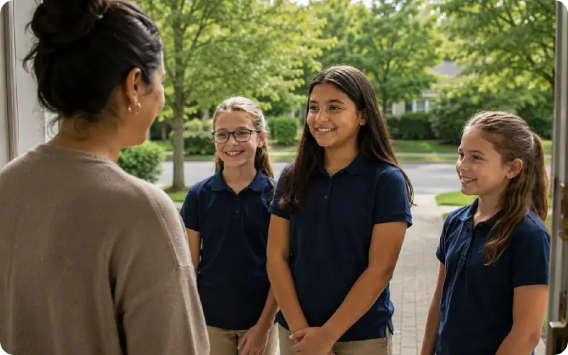 Girl Guide group door-knocking